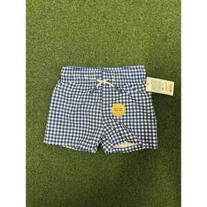 Cat & Jack Toddler Boys' Blue and White Gingham Swim Trunks